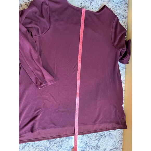 Chicos WomensTunic Leisure Suit Medium/Large Faux Suede Burgundy Stretch Preppy - Picture 10 of 16